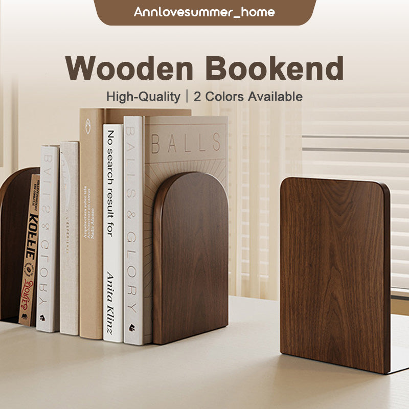 【𝗔𝗦𝗛】Sturdy Wooden Bookend Solid Wood Adjustable Desktop Book Holder Custom Logo Engraving Available