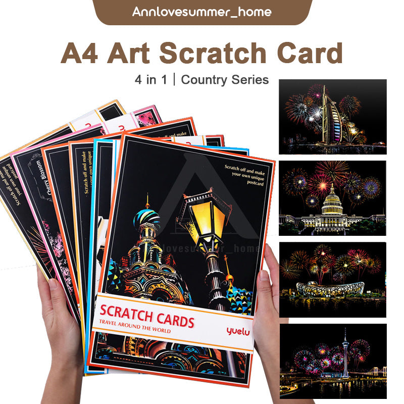 【𝗔𝗦𝗛】【4 in 1】A4 Scratch Card (Colorful)