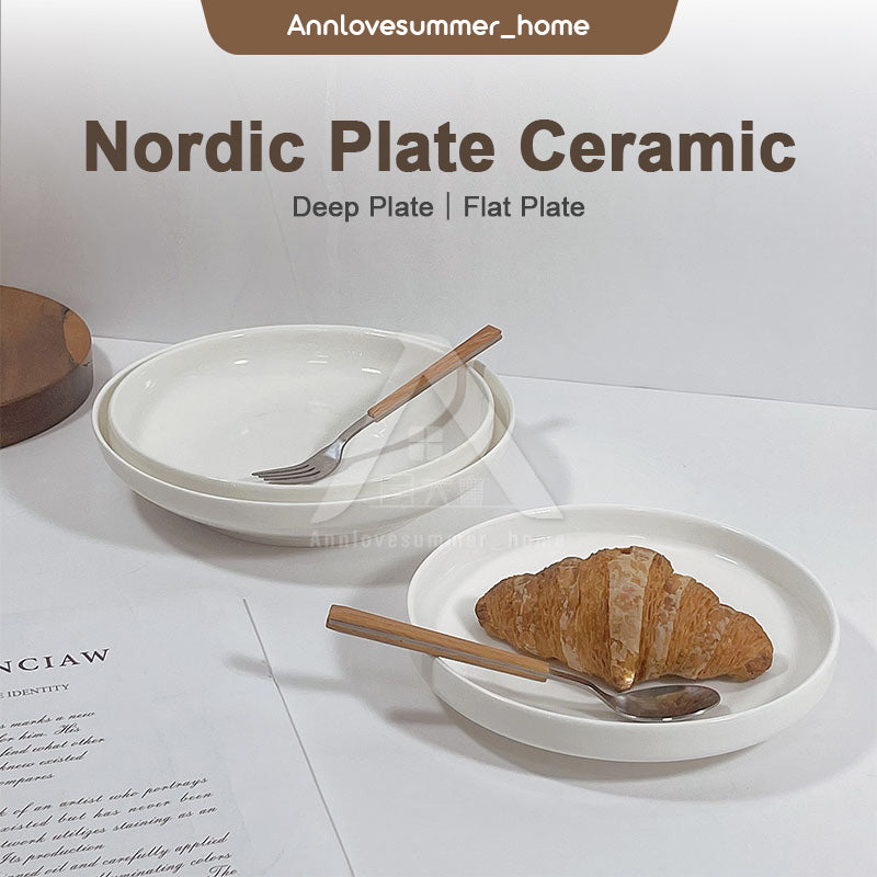 【𝗔𝗦𝗛】Nordic Ins Style Deep/Flat Plate Ceramic