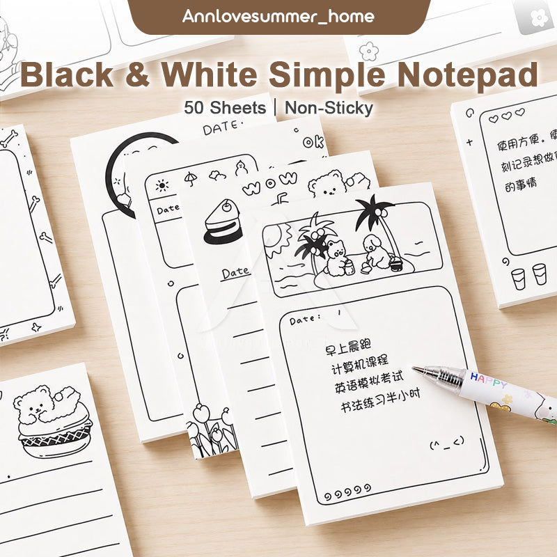 【𝗔𝗦𝗛】50 Sheets Memo Pad📔Mini Notepad Bookmark Stationery Portable Journal Diary Buku Nota Comel迷你笔记本