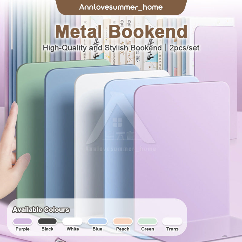 【𝗔𝗦𝗛】【2 pcs 1 set】Muji Metal Bookends Heavy-Duty Shelves Home Office Book Shelf Organization Penjaga Buku Logam简约金属书挡板