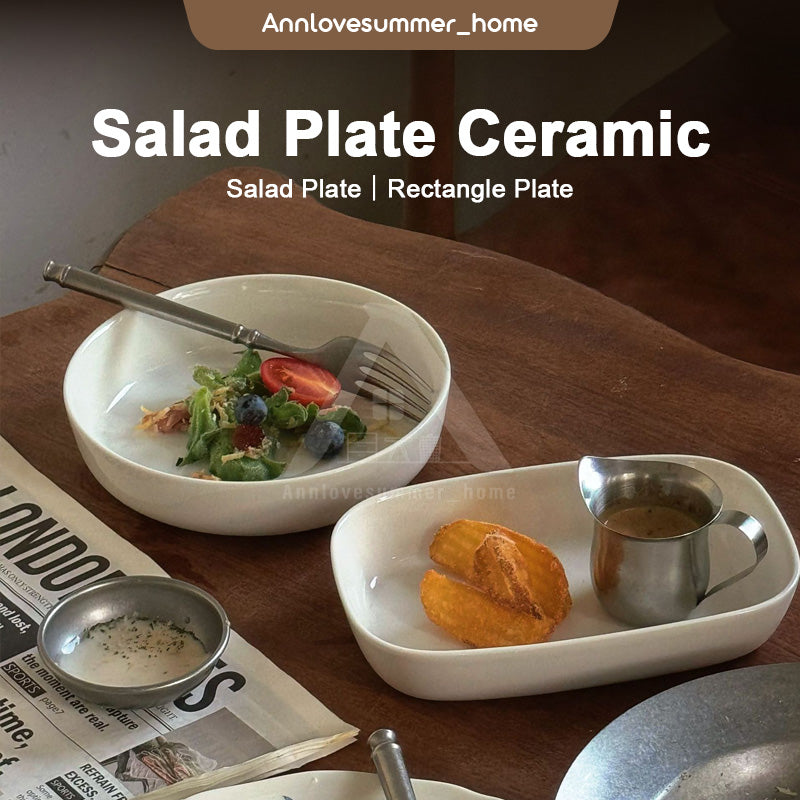 【𝗔𝗦𝗛】Salad Plate Ceramic (Circle/Rectangle)