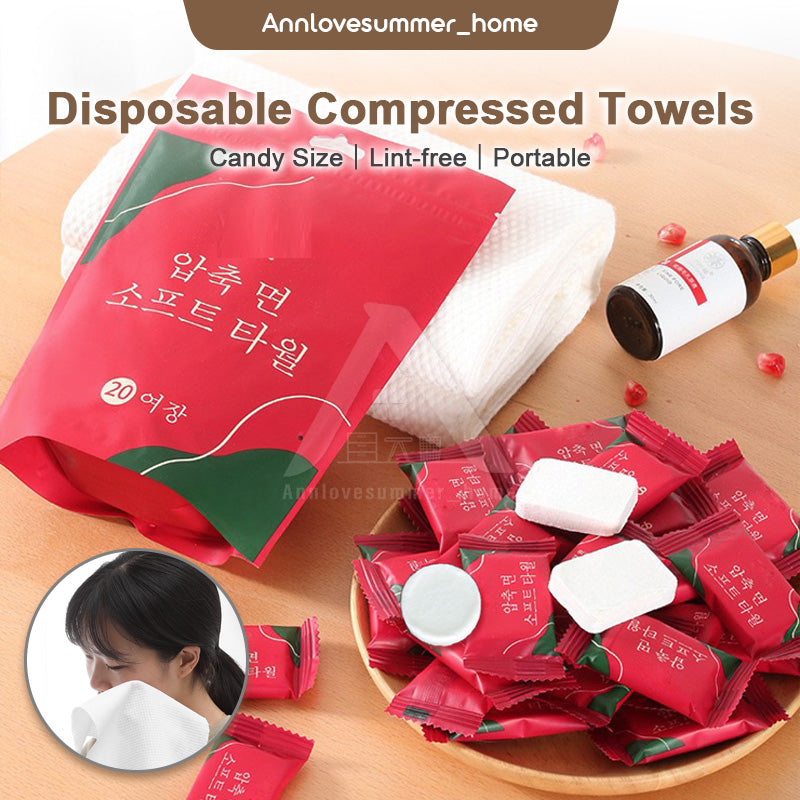 【𝗔𝗦𝗛】【20 Pcs】Disposable Compressed Towels 100% Cotton