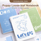 【𝗔𝗦𝗛】A5/B5 Puppy Loose-leaf Notebook, Coil Notebook, Multi-functional Diary Minimalist Notebook 线条小狗活页本