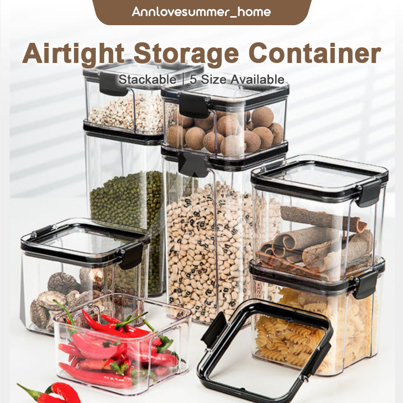 【𝗔𝗦𝗛】Airtight Transparent Food Storage Plastic Container Tupperware Kitchen Use Sealed Jar Bekas Kedap Udara密封零食干粮收纳盒