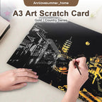 【𝗔𝗦𝗛】【BUY 2 FREE PEN】A3 Art Scratch Card (Gold)