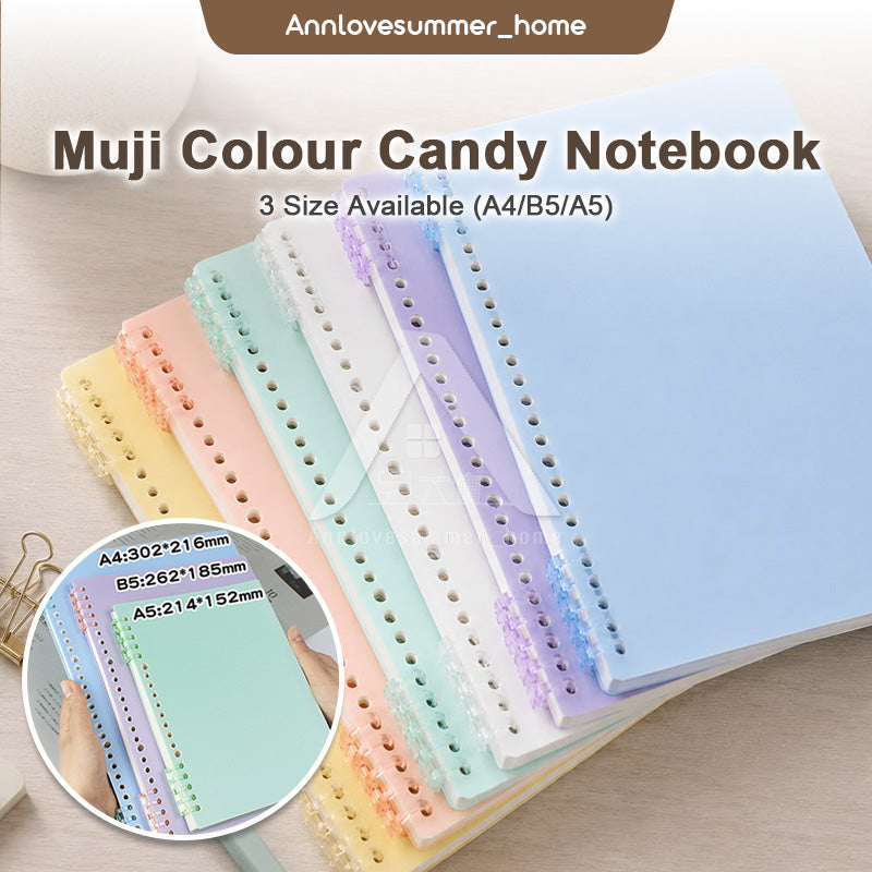 【𝗔𝗦𝗛】FULL SET【120 pages🔥 A5/B5/A4】Muji Colour Candy Notebook Coil Student Stationery Book Notepad  Portable Journal Gift