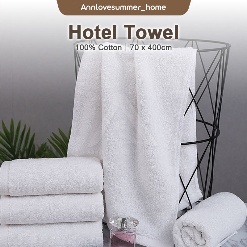 【𝗔𝗦𝗛】 Hotel Towel 100% Cotton 75CM X 145CM (Bath Towel White) Grade tuala mandi hotel 纯棉全白浴巾毛巾 (400g)