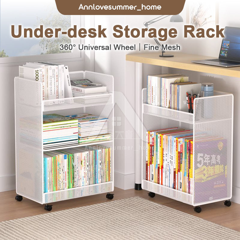 【𝗔𝗦𝗛】【Large Capacity🔥】2/3 LAYER UNDER TABLE BOOK STATIONERY MESH RACK 📚Multipurpose Shelf Shelve Rack Rak Besi 桌下书本大容量收纳
