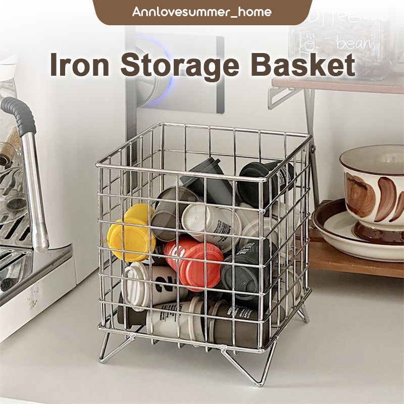 【𝗔𝗦𝗛】Ins Desktop Wrought Iron Storage Basket Coffee Capsule Storage Basket Snack Cosmetic 铁艺收纳筐