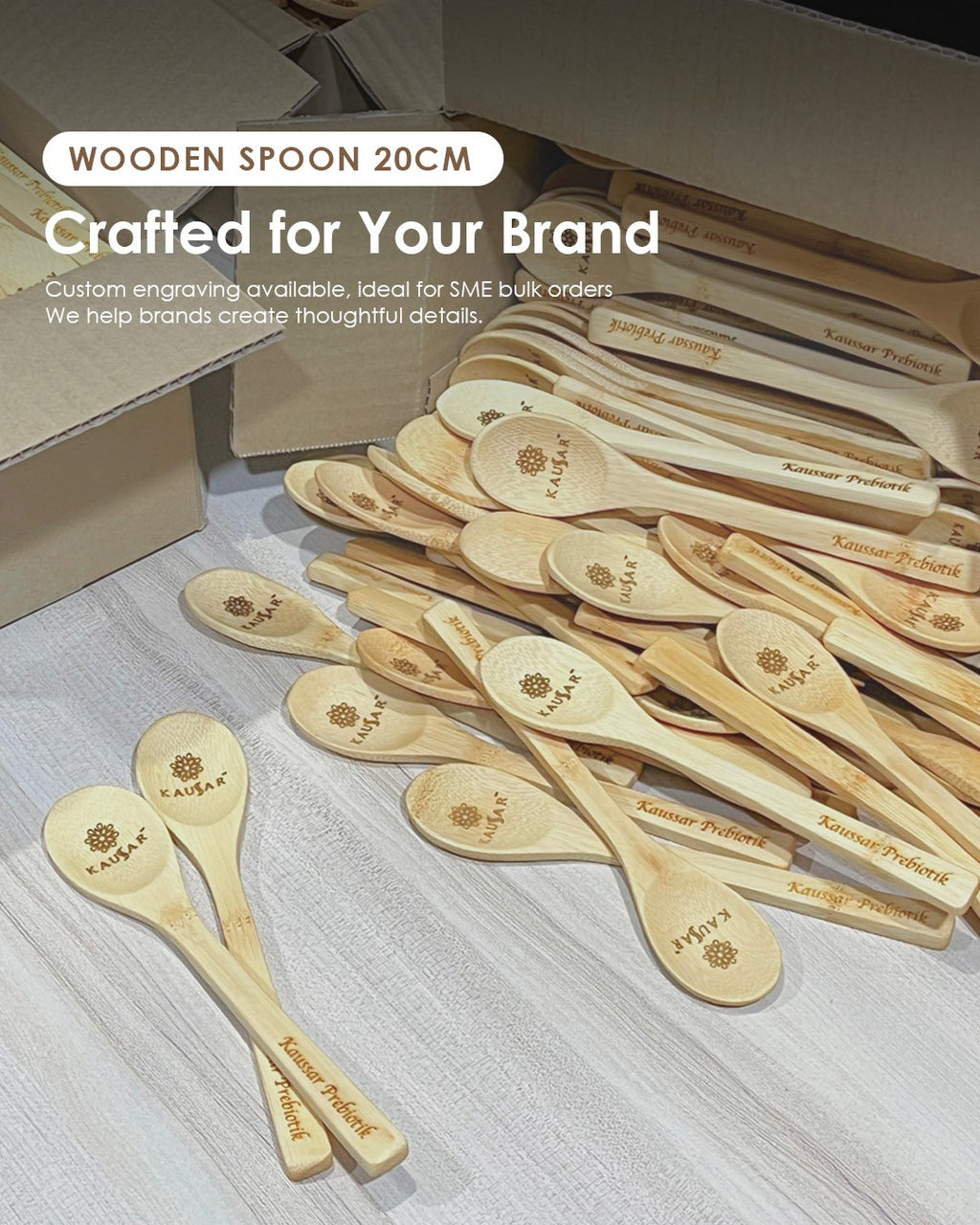 【𝗔𝗦𝗛】(Customised) Sudu Kayu- Unpainted Bamboo Wooden Spoon Dessert Honey Cooking Utensil Tools Teaspoon Kids Tableware