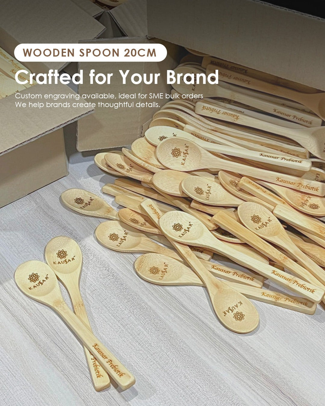 【𝗔𝗦𝗛】(Customised) Sudu Kayu- Unpainted Bamboo Wooden Spoon Dessert Honey Cooking Utensil Tools Teaspoon Kids Tableware