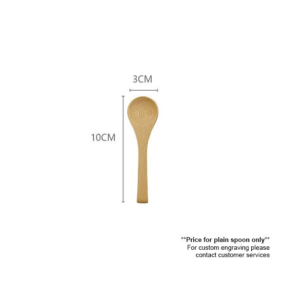 【𝗔𝗦𝗛】(Customised) Sudu Kayu- Unpainted Bamboo Wooden Spoon Dessert Honey Cooking Utensil Tools Teaspoon Kids Tableware