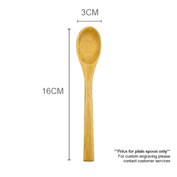 【𝗔𝗦𝗛】(Customised) Sudu Kayu- Unpainted Bamboo Wooden Spoon Dessert Honey Cooking Utensil Tools Teaspoon Kids Tableware