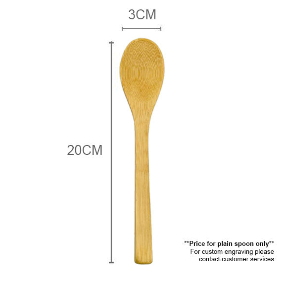 【𝗔𝗦𝗛】(Customised) Sudu Kayu- Unpainted Bamboo Wooden Spoon Dessert Honey Cooking Utensil Tools Teaspoon Kids Tableware