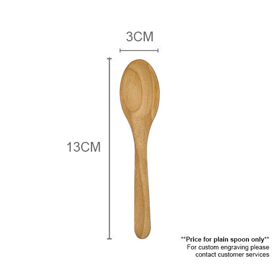 【𝗔𝗦𝗛】(Customised) Sudu Kayu- Unpainted Bamboo Wooden Spoon Dessert Honey Cooking Utensil Tools Teaspoon Kids Tableware