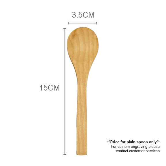 【𝗔𝗦𝗛】(Customised) Sudu Kayu- Unpainted Bamboo Wooden Spoon Dessert Honey Cooking Utensil Tools Teaspoon Kids Tableware