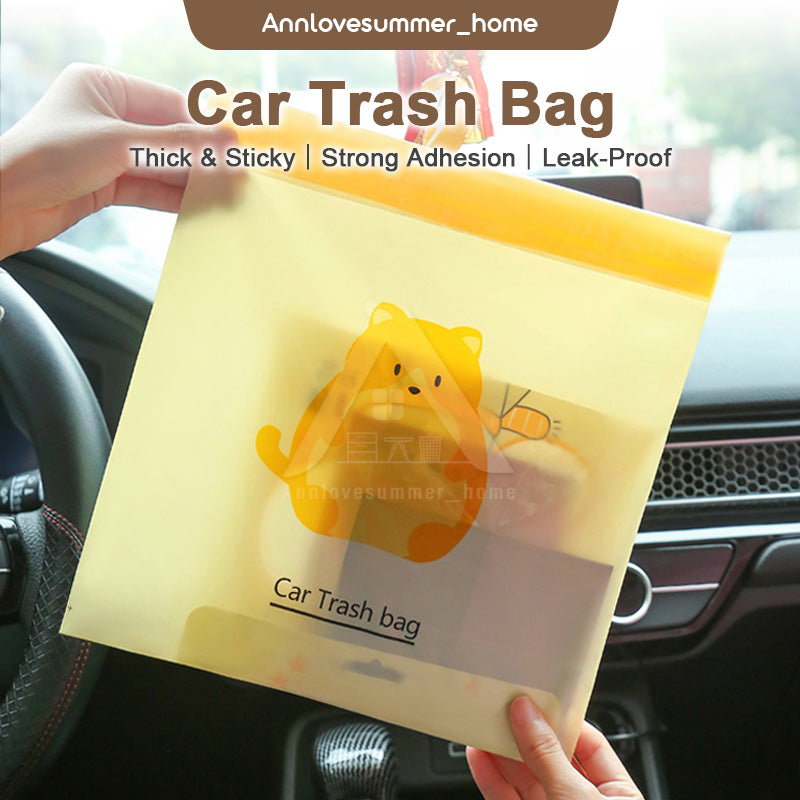 【𝗔𝗦𝗛】Thick（15pcs/pack）Disposable Car Trash Bag Rubbish Stick Portable Plastic Storage Bag  Sticky Type Garbage Bag 车载垃圾袋