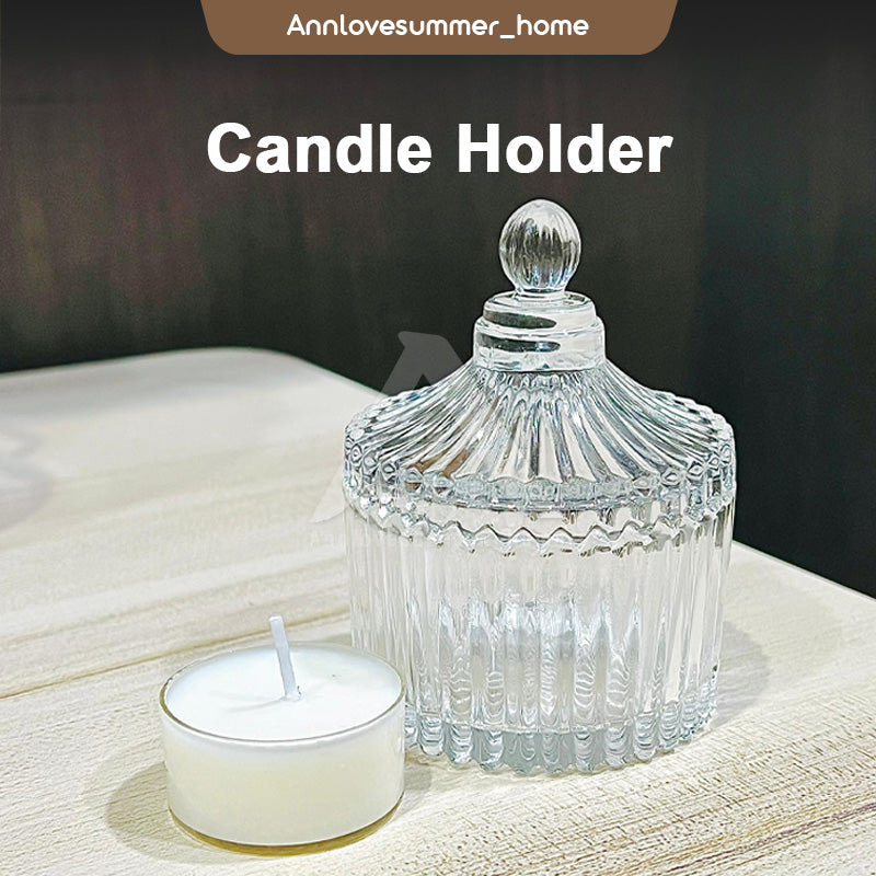【𝗔𝗦𝗛】Candle Holder with Lid Tealight Glass Holder Candle Light Aromatherapy