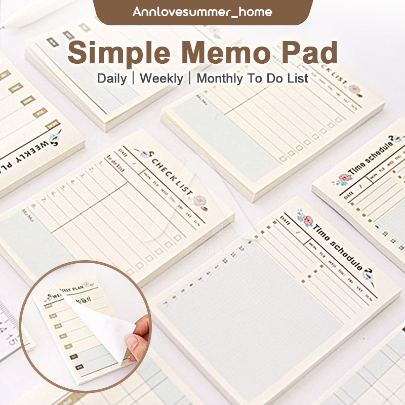 【𝗔𝗦𝗛】60 Sheets Personal Schedule Timetable Memo Pad Sticky Daily, Weekly, Monthly To Do List日程表计划本