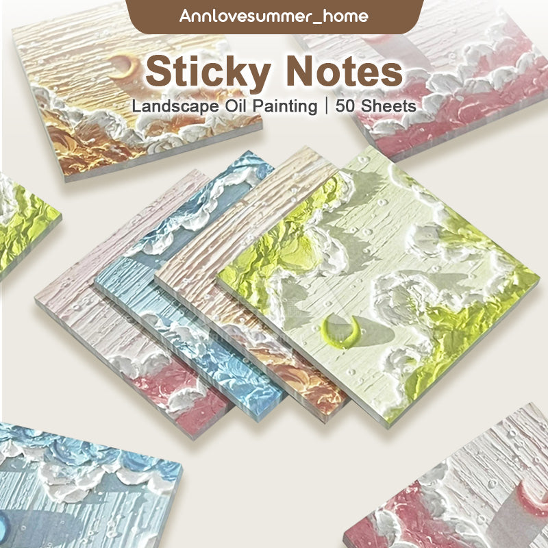 【𝗔𝗦𝗛】Landscape Oil Painting Sticky Note INS Scenery Sticky Note Memo Pad 风景油画便利贴
