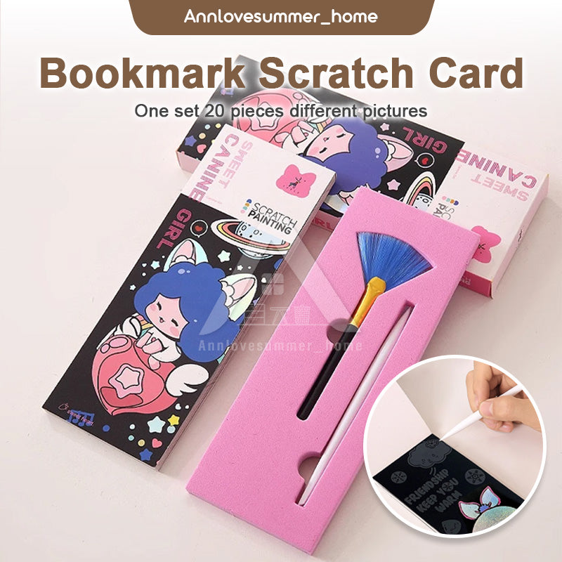 【𝗔𝗦𝗛】(20pcs 1 set)  Bookmark Scratch Card🔖 ✒️Adult Fun Art Gift Kid Game Stress Relieve Kad Gorek 书签刮画