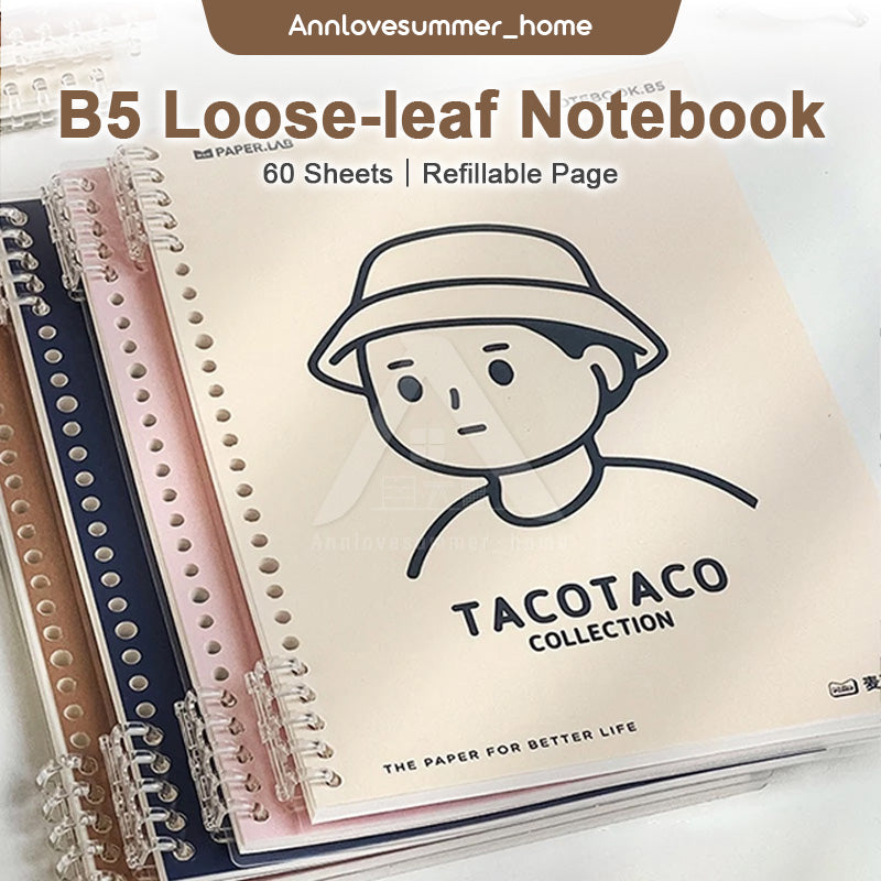 【𝗔𝗦𝗛】120 Pages B5 Notebook Planner Bullet Journal Student Notebook Diary Refillable Cover Loose Leaf 活页笔记本B5