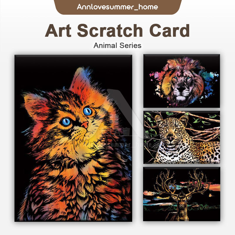 【𝗔𝗦𝗛】【BUY 2 FREE PEN】A3 Art Scratch Card (Animal Series)