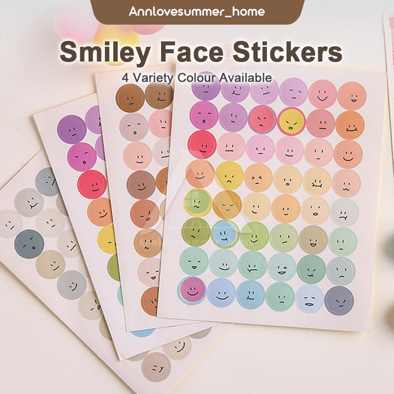 【𝗔𝗦𝗛】[2PCS]IG Smiley Face 😃😉 Stickers Set Scrapbooking Label Sticker Color Dots 笑脸表情贴纸