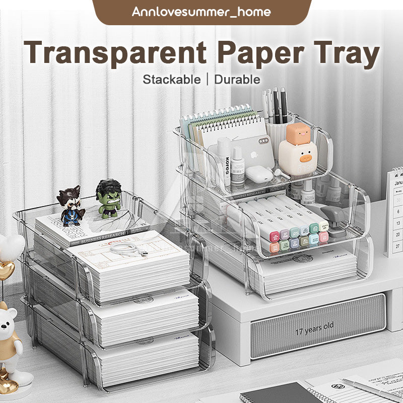 【𝗔𝗦𝗛】Transparent Stackable Multi-Layer Desktop Storage Rack Office Home Stationery & Cosmetics Organizer 透明堆叠多层桌面收纳架