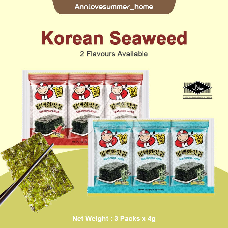 【𝗔𝗦𝗛】TAO KAE NOI Korean Seaweed Classic / Spicy 3x4g