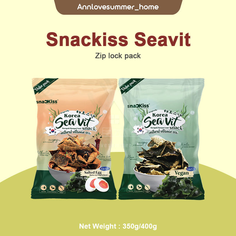【𝗔𝗦𝗛】🔥新款 SNACKISS 400克| 350克【自封袋装❗】纯素海苔脆饼 SEAVIT 饼干 零食咸蛋味