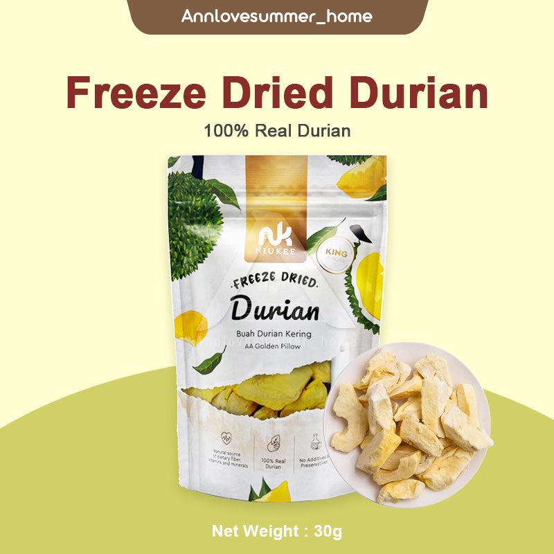 【𝗔𝗦𝗛】Niukee Freeze Dried Durian VF Tech Dreid Durian Buah Durian Kering Sugar Free Low Fat Natural 金枕头榴莲干