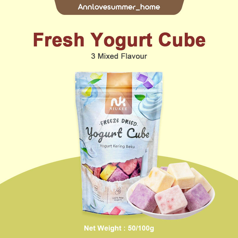 【𝗔𝗦𝗛】🔥Lowest Price Promo 50g| 100g❗️Large Cube Freeze Dried Yoghurt Yogurt Cube Mixed 3Fruits Kering SnacksKids冻干酸奶块健康零食