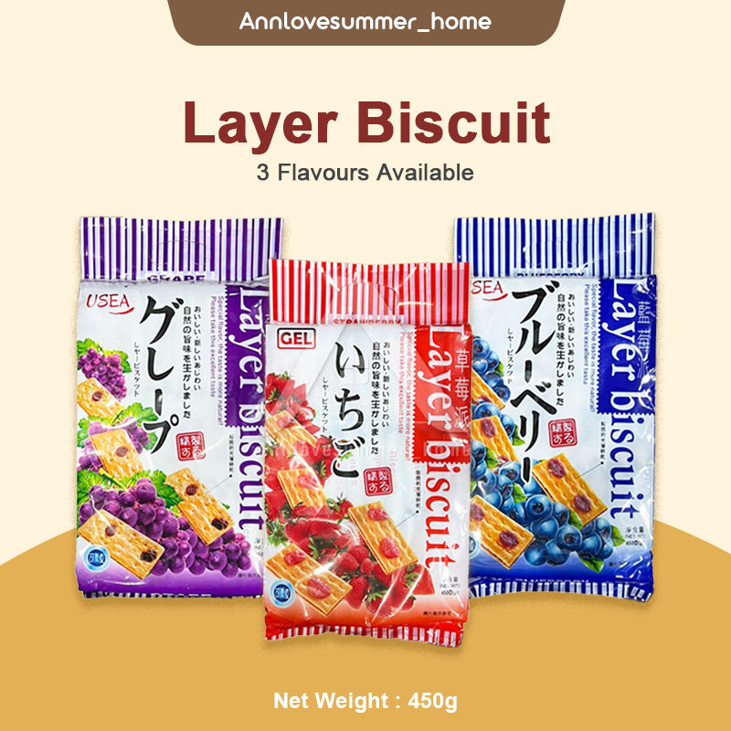 【𝗔𝗦𝗛】Gel Layer Biscuits Strawberry, Blueberry & Grape 450gm 草莓/蓝莓/葡萄夹层饼干