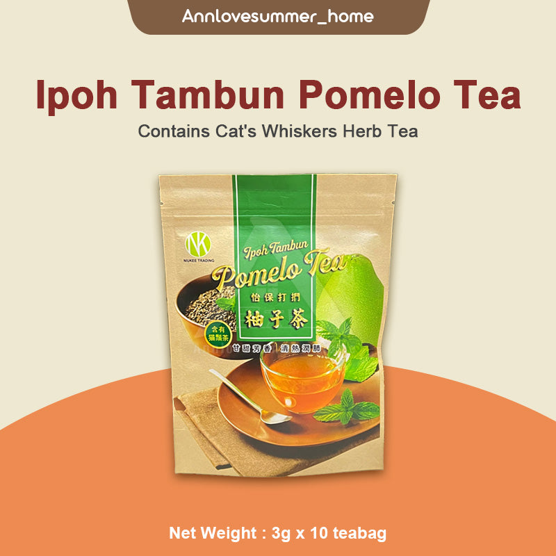 【𝗔𝗦𝗛】Authentic Ipoh Tambun Pomelo Tea Cat's Whiskers Herb Tea（3gx10 teabag) 怡保打扪柚子猫须茶【降三高 降胆固醇】| Teh Pomelo