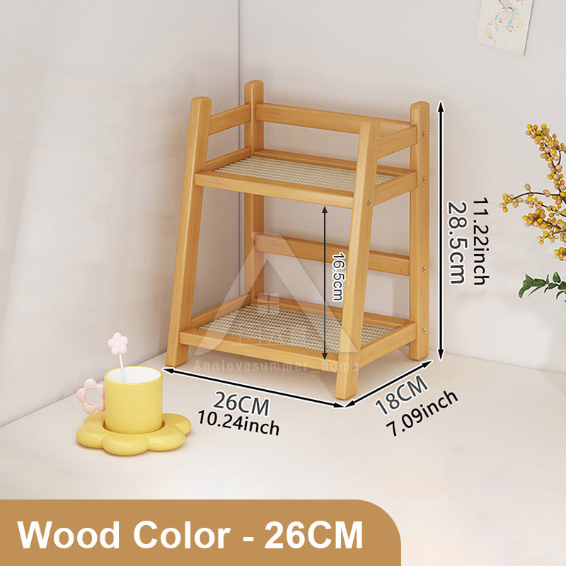 【𝗔𝗦𝗛】Table Storage Rack Desktop Organizer Tabletop Kitchen Racks Integrated Ladder Racks Rattan 置物架