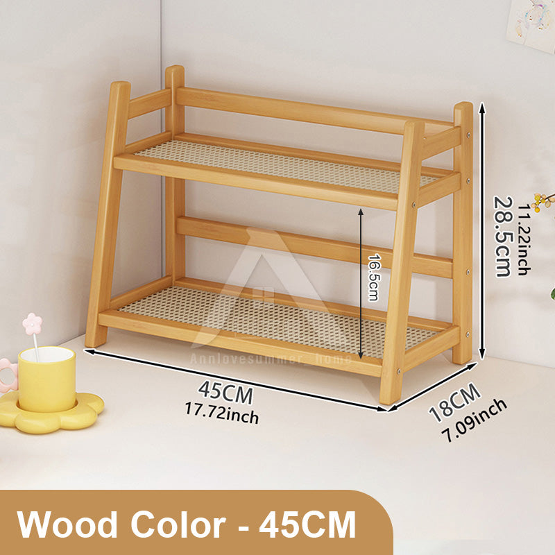 【𝗔𝗦𝗛】Table Storage Rack Desktop Organizer Tabletop Kitchen Racks Integrated Ladder Racks Rattan 置物架