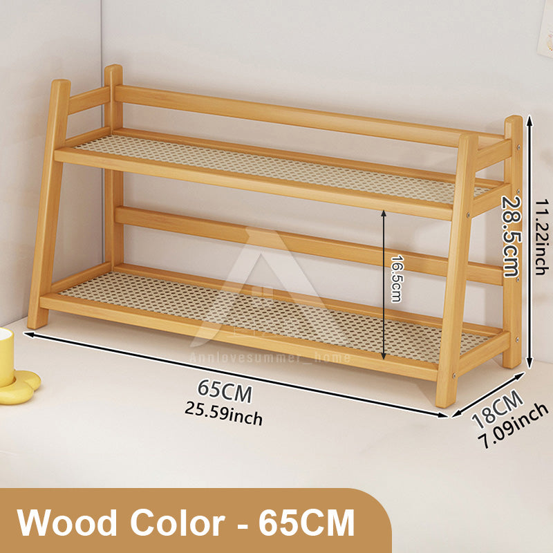 【𝗔𝗦𝗛】Table Storage Rack Desktop Organizer Tabletop Kitchen Racks Integrated Ladder Racks Rattan 置物架