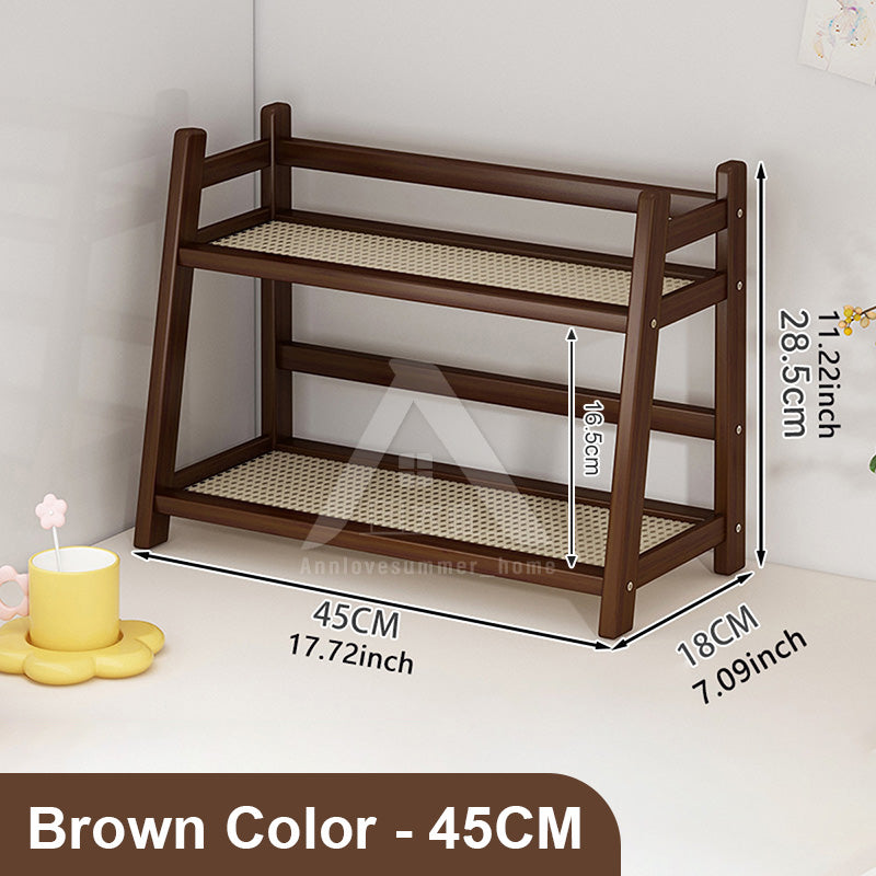 【𝗔𝗦𝗛】Table Storage Rack Desktop Organizer Tabletop Kitchen Racks Integrated Ladder Racks Rattan 置物架