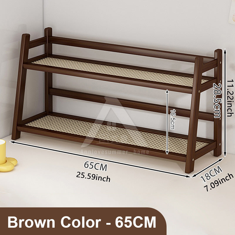【𝗔𝗦𝗛】Table Storage Rack Desktop Organizer Tabletop Kitchen Racks Integrated Ladder Racks Rattan 置物架