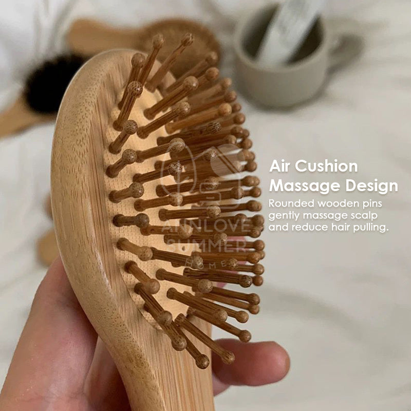 【𝗔𝗦𝗛】Personalized Mini Wooden Combs Portable Air Cushion Anti-static Custom Logo Engraving Available