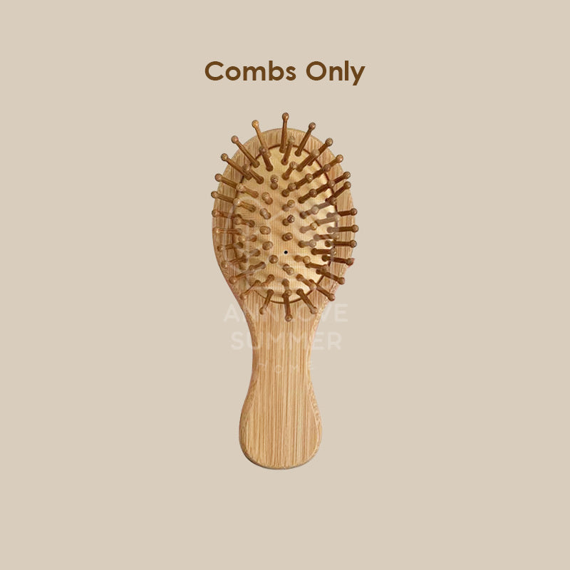 【𝗔𝗦𝗛】Personalized Mini Wooden Combs Portable Air Cushion Anti-static Custom Logo Engraving Available