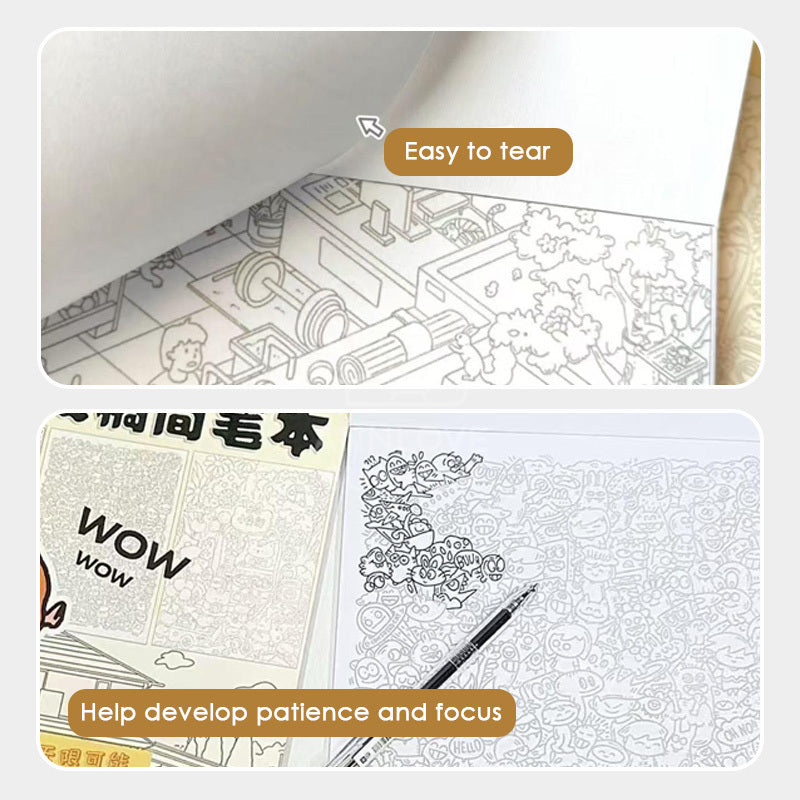【𝗔𝗦𝗛】Fish Line Drawing Book (28.5 x 21cm) Simple Stroke Pen Work Boredom Decompression Improve Focus 摸鱼线条画