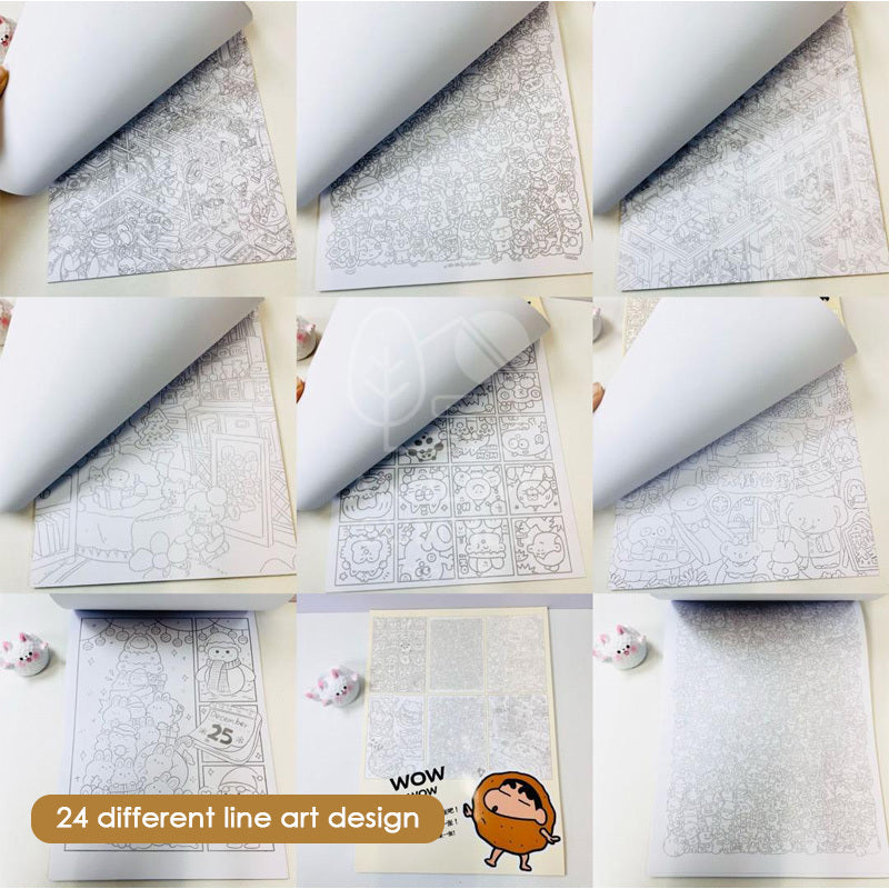 【𝗔𝗦𝗛】Fish Line Drawing Book (28.5 x 21cm) Simple Stroke Pen Work Boredom Decompression Improve Focus 摸鱼线条画