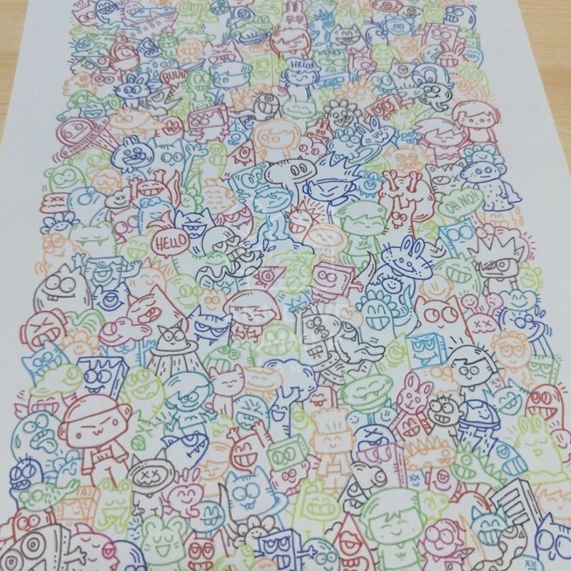 【𝗔𝗦𝗛】Fish Line Drawing Book (28.5 x 21cm) Simple Stroke Pen Work Boredom Decompression Improve Focus 摸鱼线条画