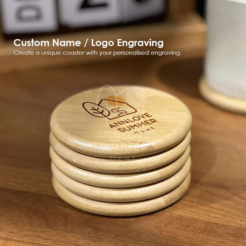 【𝗔𝗦𝗛】Personalized Bamboo Coaster Set