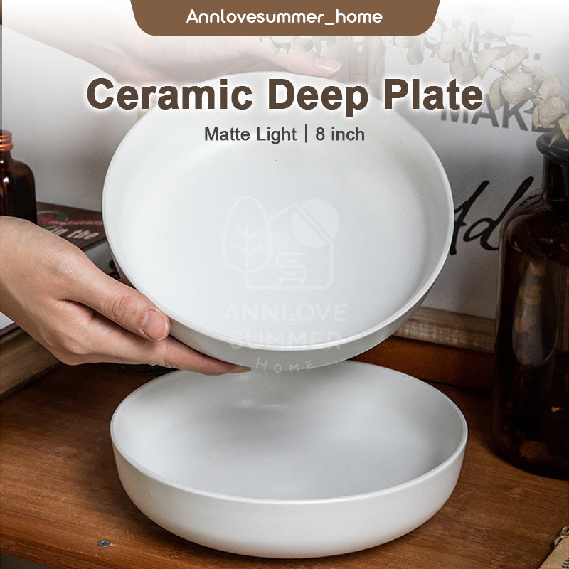 【𝗔𝗦𝗛】8 inch Ceramic Deep Plate (Thick)