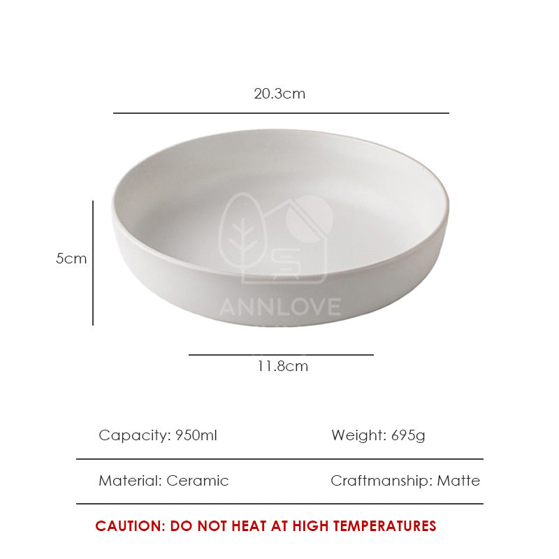 【𝗔𝗦𝗛】8 inch Ceramic Deep Plate (Thick)