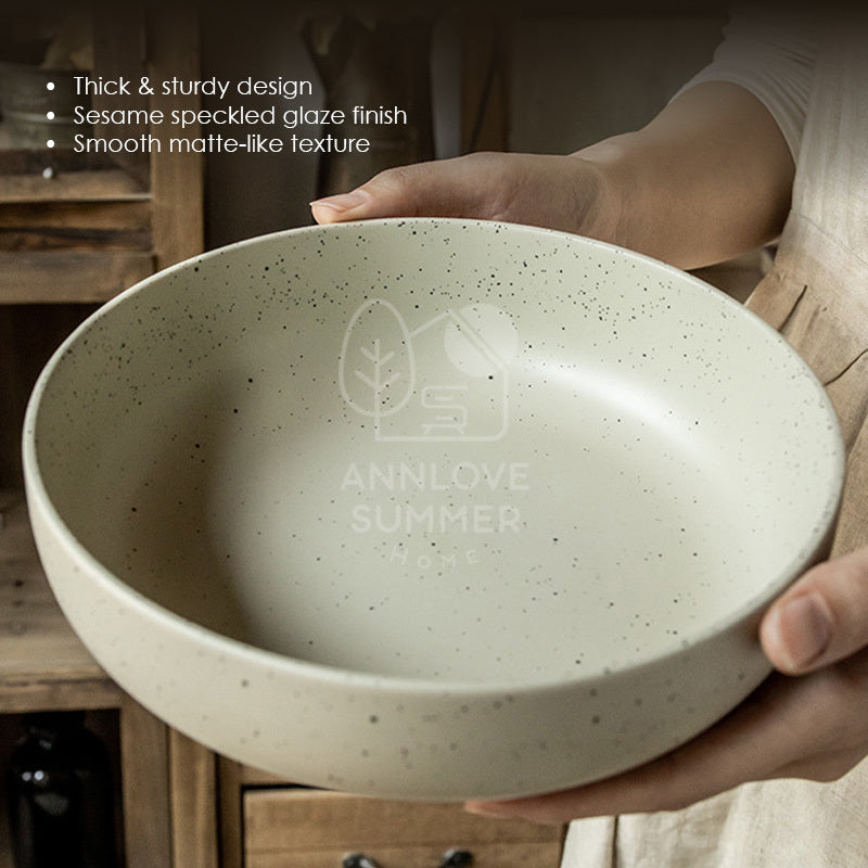 【𝗔𝗦𝗛】8 inch Sesame Glazed Ceramic Deep Plate (Thick)